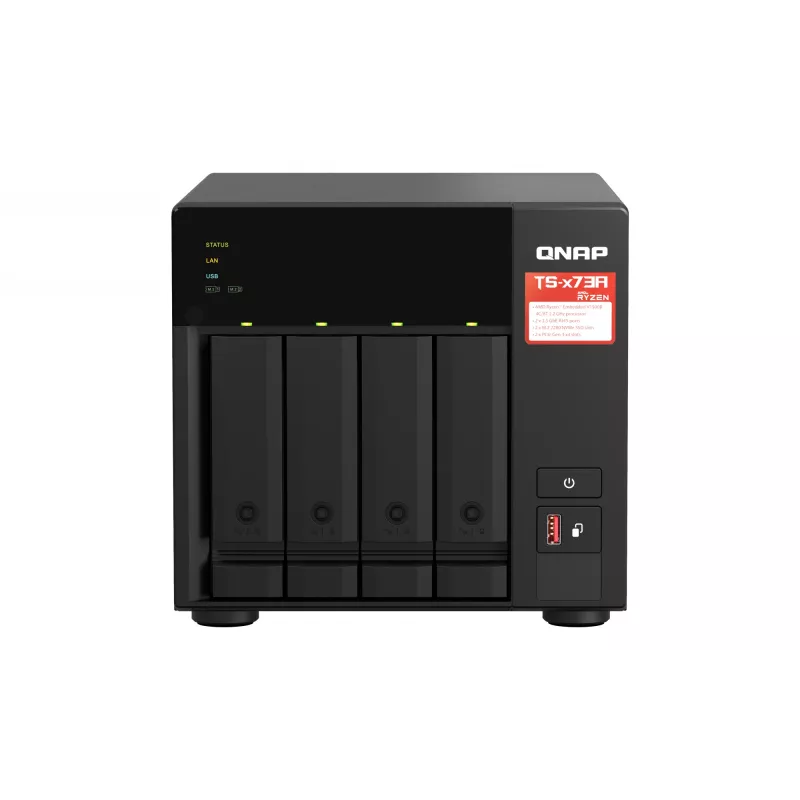 QNAP TS-473A + QSW-1105-5T Pack Bundle NAS Torre Ryzen Embedded V1500B 8 GB DDR4 0 TB QNAP Turbo System Preto