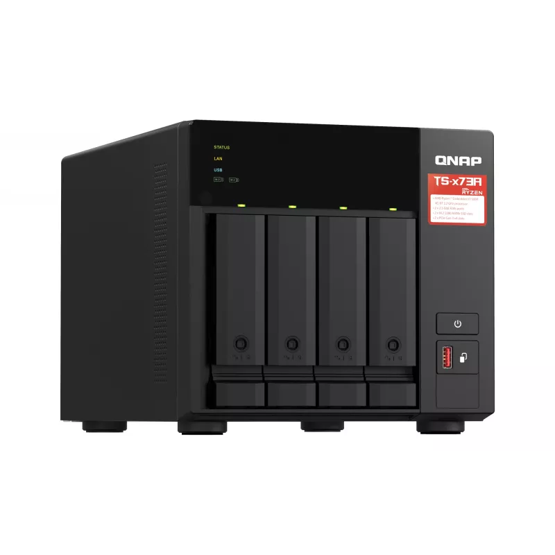 QNAP TS-473A + QSW-1105-5T Pack Bundle NAS Torre Ryzen Embedded V1500B 8 GB DDR4 0 TB QNAP Turbo System Preto
