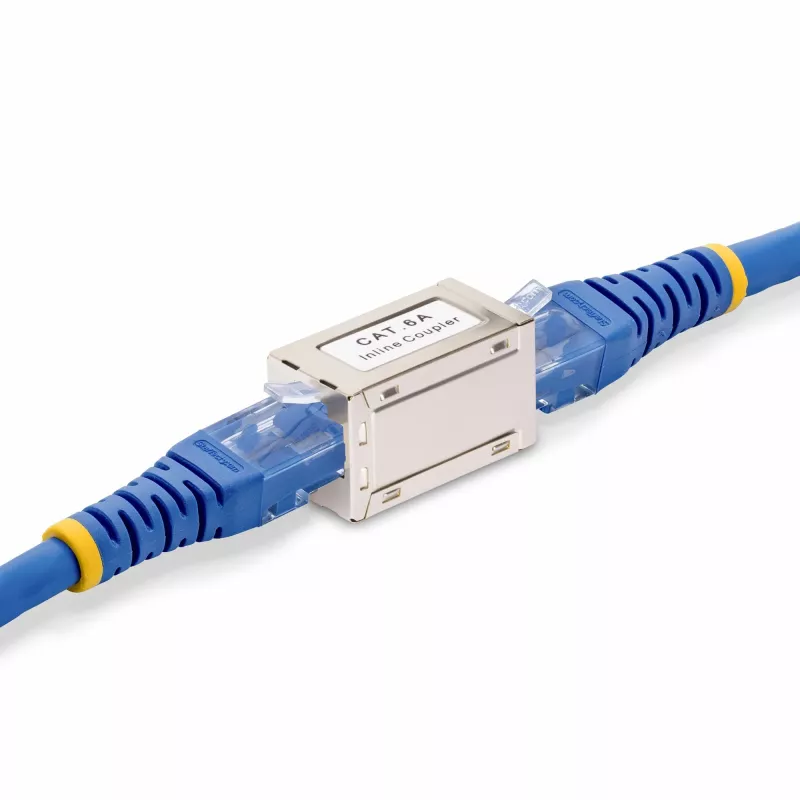 StarTech.com Acoplador RJ45 blindado, acoplador Cat6a inline, fêmea para fêmea (F/F), pinagem T568B, extensão de cabo Ethernet blindado