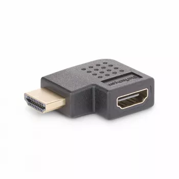 Adaptador HDMI 2.0 em ângulo reto StarTech.com, ficha para conector fêmea, protetor de porta HDMI em ângulo horizontal de 90 graus, 4K 60Hz, extensão de ligação HDMI High Speed, M/F