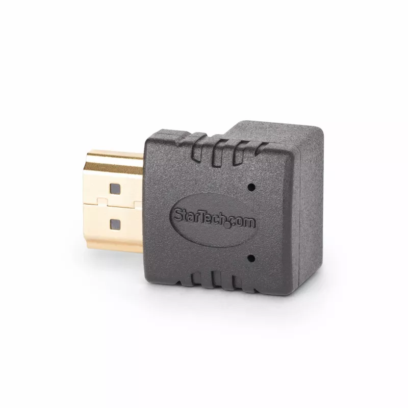 Adaptador HDMI 2.0 em ângulo descendente StarTech.com, ficha para conector fêmea, protetor de porta HDMI em ângulo vertical de 90 graus, 4K 60Hz, extensão de conector HDMI High Speed, M/F