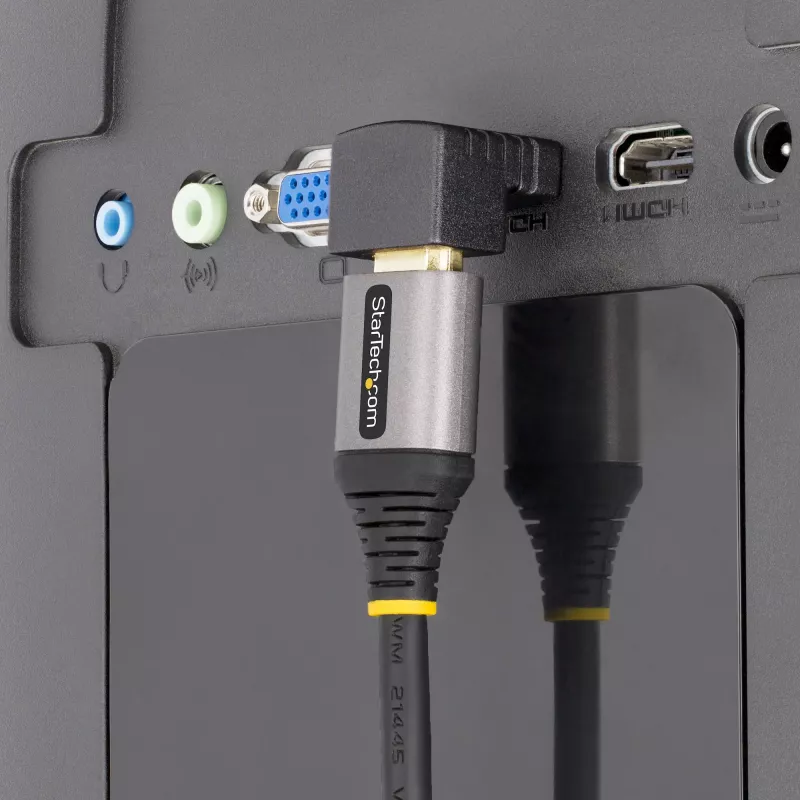 Adaptador HDMI 2.0 em ângulo descendente StarTech.com, ficha para conector fêmea, protetor de porta HDMI em ângulo vertical de 90 graus, 4K 60Hz, extensão de conector HDMI High Speed, M/F