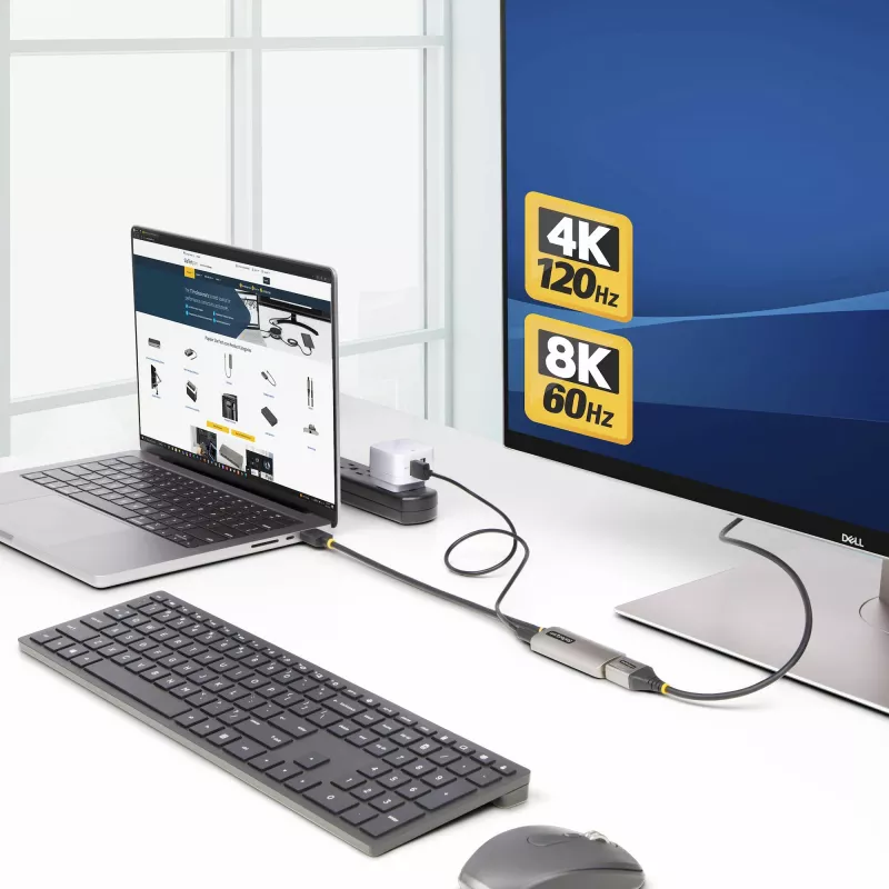 Cabo adaptador HDMI para DisplayPort StarTech.com 1ft (30cm), 8K 60Hz, conversor de vídeo ativo HDMI 2.1 para DP 1.4, alimentação por barramento USB com cabo incluído