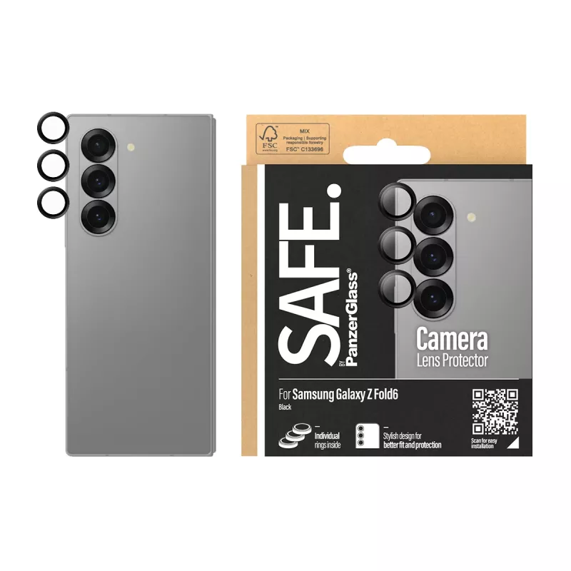 Proteção de objetiva de câmara PanzerGlass SAFE. by para Samsung Galaxy Z Fold6 resistente a riscos e choques preta