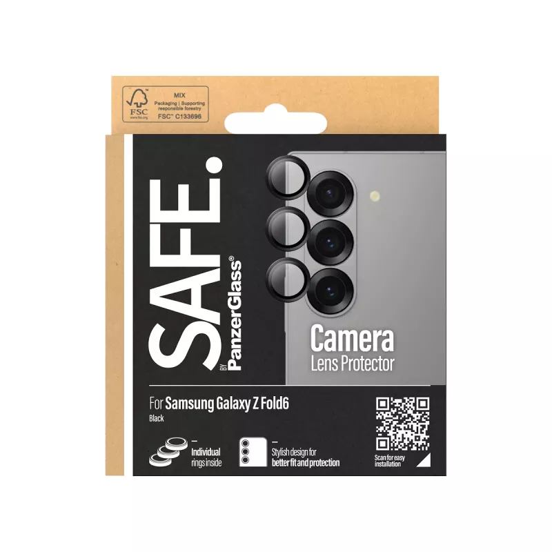 Proteção de objetiva de câmara PanzerGlass SAFE. by para Samsung Galaxy Z Fold6 resistente a riscos e choques preta