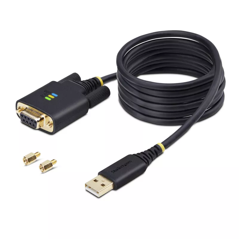 Cabo adaptador serial USB para null modem StarTech.com 2m, armazenamento COM, FTDI, USB-A para DB9 RS232, parafusos/porcas DB9 substituíveis, Windows/macOS/Linux