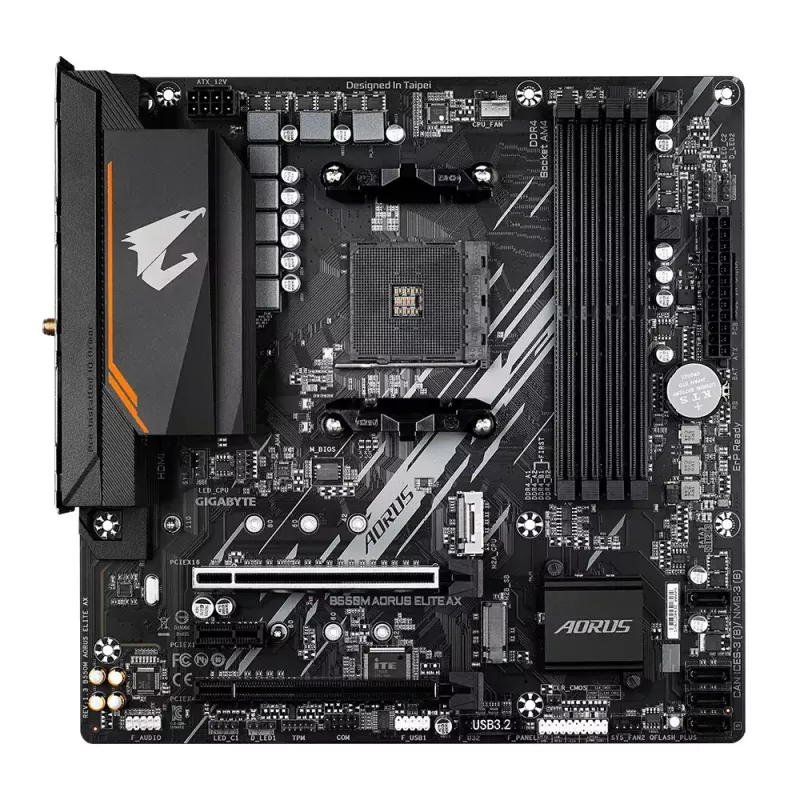 Placa-mãe GIGABYTE B550M AORUS ELITE AX, AMD B550, socket AM4, Micro ATX