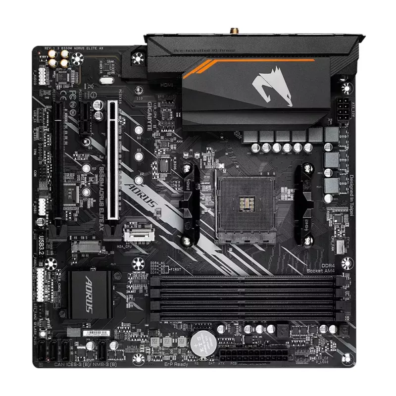 Placa-mãe GIGABYTE B550M AORUS ELITE AX, AMD B550, socket AM4, Micro ATX