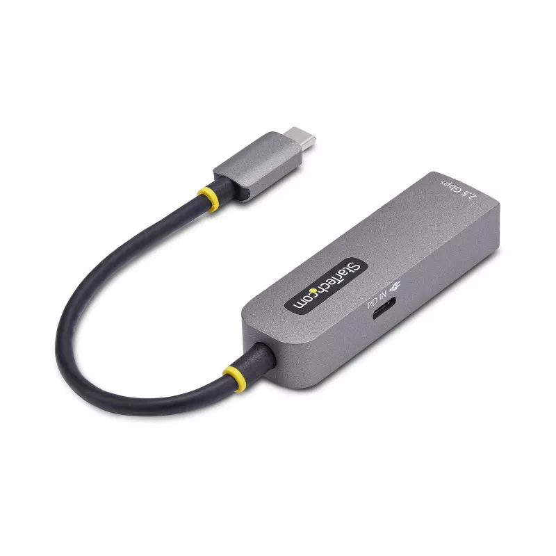 Adaptador USB-C para Ethernet 2.5GbE StarTech.com, passthrough PD 100W, NIC NBASE-T, rede multi-velocidade USB 3.0 Type-C 2.5/1G, compatível com Thunderbolt, Windows e Mac