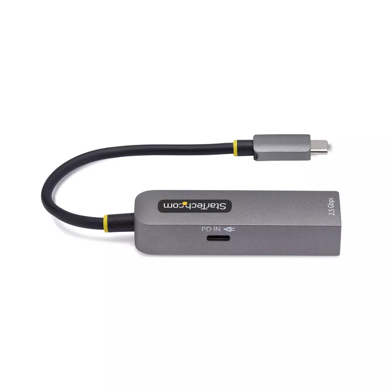 Adaptador USB-C para Ethernet 2.5GbE StarTech.com, passthrough PD 100W, NIC NBASE-T, rede multi-velocidade USB 3.0 Type-C 2.5/1G, compatível com Thunderbolt, Windows e Mac