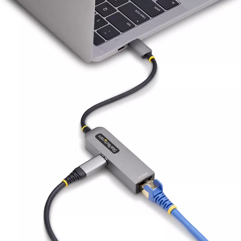 Adaptador USB-C para Ethernet 2.5GbE StarTech.com, passthrough PD 100W, NIC NBASE-T, rede multi-velocidade USB 3.0 Type-C 2.5/1G, compatível com Thunderbolt, Windows e Mac