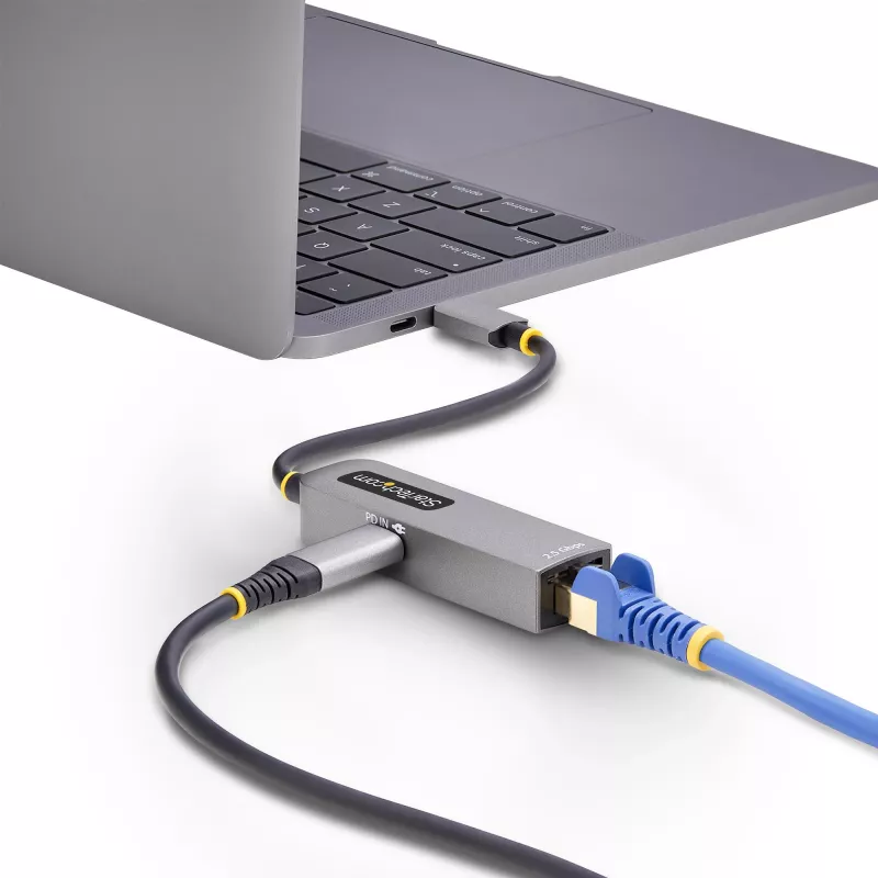 Adaptador USB-C para Ethernet 2.5GbE StarTech.com, passthrough PD 100W, NIC NBASE-T, rede multi-velocidade USB 3.0 Type-C 2.5/1G, compatível com Thunderbolt, Windows e Mac