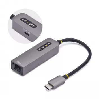 Adaptador USB-C para Ethernet StarTech.com, NIC, passagem PD 100W, adaptador de rede multi-velocidade USB 3.0 Type-C 1 Gbit/s, compatível com Thunderbolt, Windows e Mac
