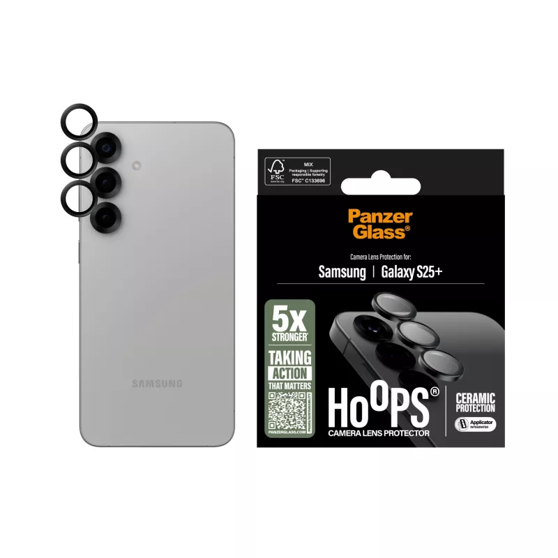 Proteção de objetiva de câmara PanzerGlass Samsung Galaxy S25+ resistente a riscos e choques