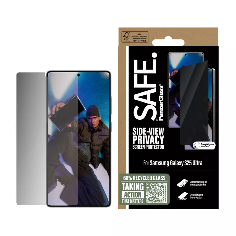 PanzerGlass SAFE. by ® Protetor de ecrã de privacidade Samsung Galaxy S25 Ultra | Ultra-Wide Fit com EasyAligner