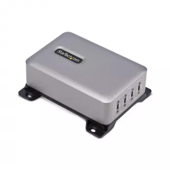 StarTech.com Carregador USB-C 4 portas multi-dispositivo, 240W total, porta única 140W EPR, PD 3.1, portas com bloqueio de parafuso, salas de conferência, suporte incluído para montagem em superfície