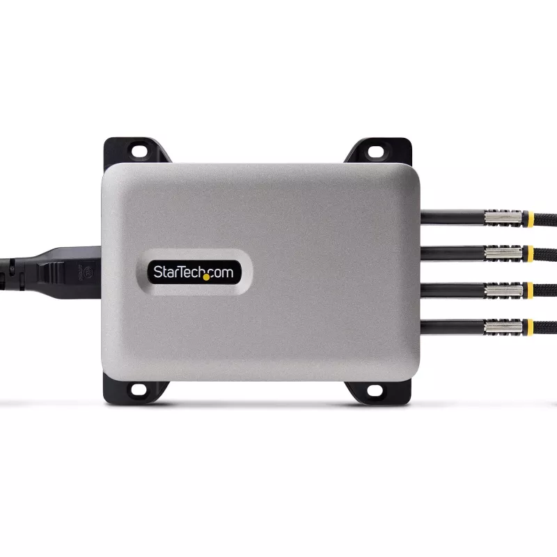 StarTech.com Carregador USB-C 4 portas multi-dispositivo, 240W total, porta única 140W EPR, PD 3.1, portas com bloqueio de parafuso, salas de conferência, suporte incluído para montagem em superfície