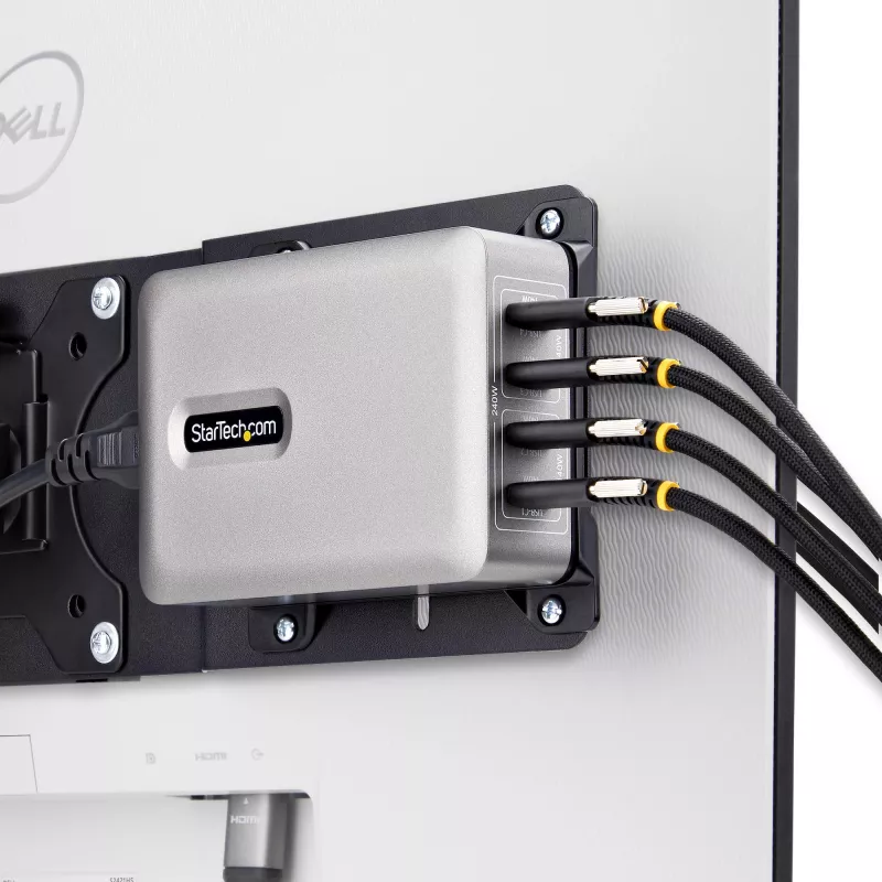 StarTech.com Carregador USB-C 4 portas multi-dispositivo, 240W total, porta única 140W EPR, PD 3.1, portas com bloqueio de parafuso, salas de conferência, suporte incluído para montagem em superfície