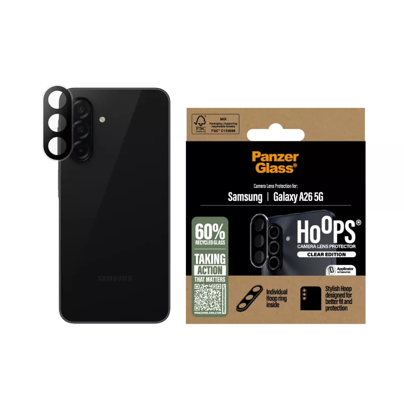 Protetor de lente da câmara PanzerGlass Samsung Galaxy A26 5G resistente a riscos resistente a impactos