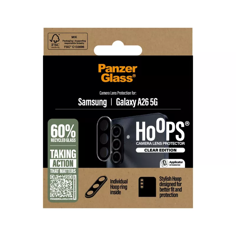 Protetor de lente da câmara PanzerGlass Samsung Galaxy A26 5G resistente a riscos resistente a impactos