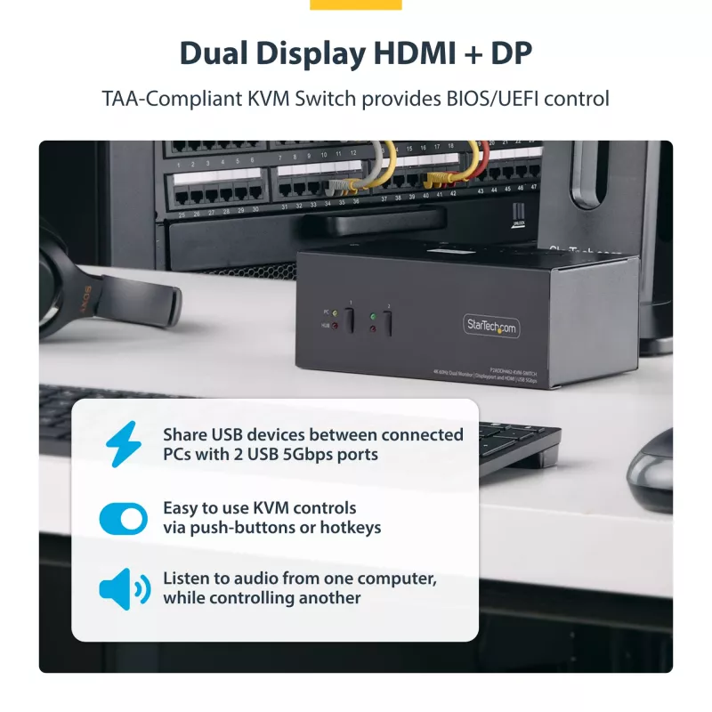 StarTech.com P2ADDH462-KVM-SWITCH Comutador KVM Preto