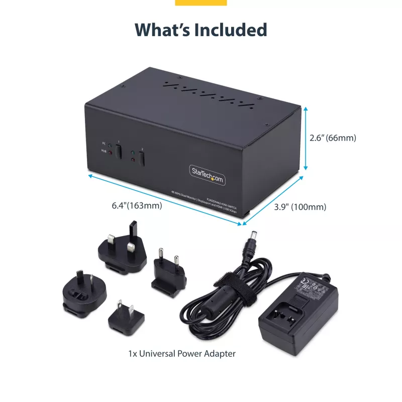 StarTech.com P2ADDH462-KVM-SWITCH Comutador KVM Preto