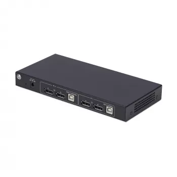 StarTech.com Comutador KVM DisplayPort de 2 portas para monitor duplo com matriz de vídeo Dual View, 4K 60Hz, 4 portas hub USB, comutação por tecla de atalho, KVM matriz DP 1.2, conforme TAA