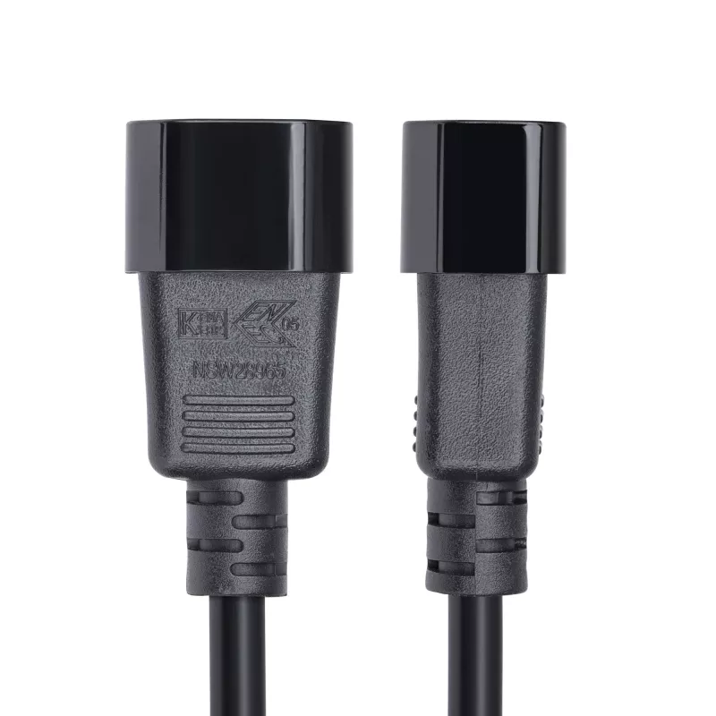 StarTech.com Cabo de extensão elétrica de 4,5m (15ft), cabo de alimentação PDU C14 para C13, 15A 250V, 14AWG, cabo de alimentação AC para PDU/fonte de alimentação, certificado KEMA-KEUR