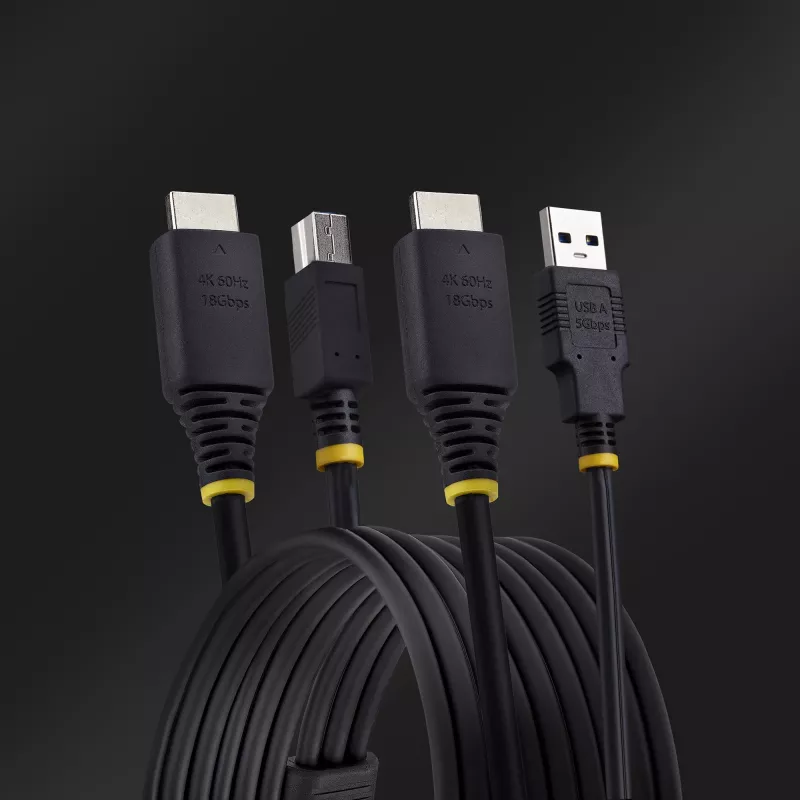 StarTech.com Cabo KVM HDMI e USB 5Gbit/s de 10ft (3m), 4K 60Hz, cabo combinado HDMI 2.0 e USB para comutadores KVM