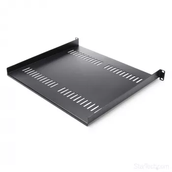 StarTech.com Prateleira de rack 1U para servidor – Bandeja cantilever ventilada universal para rack de equipamento de rede e armário de 19 polegadas – Aço de alta resistência – Capacidade de carga 44lb/20kg – Prateleira com 16 polegadas de profundidade, Preto