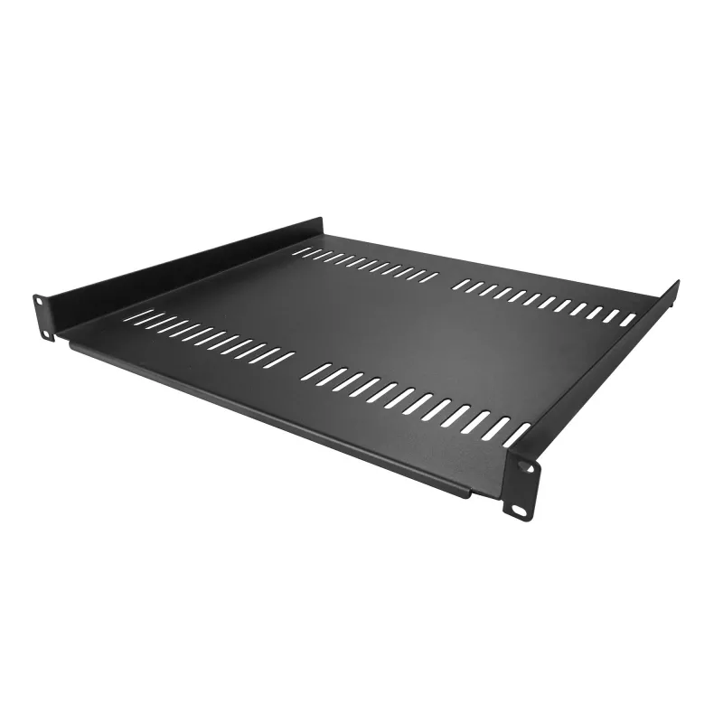 StarTech.com Prateleira de rack 1U para servidor – Bandeja cantilever ventilada universal para rack de equipamento de rede e armário de 19 polegadas – Aço de alta resistência – Capacidade de carga 44lb/20kg – Prateleira com 16 polegadas de profundidade, Preto