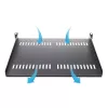 StarTech.com Prateleira de rack 1U para servidor – Bandeja cantilever ventilada universal para rack de equipamento de rede e armário de 19 polegadas – Aço de alta resistência – Capacidade de carga 44lb/20kg – Prateleira com 16 polegadas de profundidade, Preto