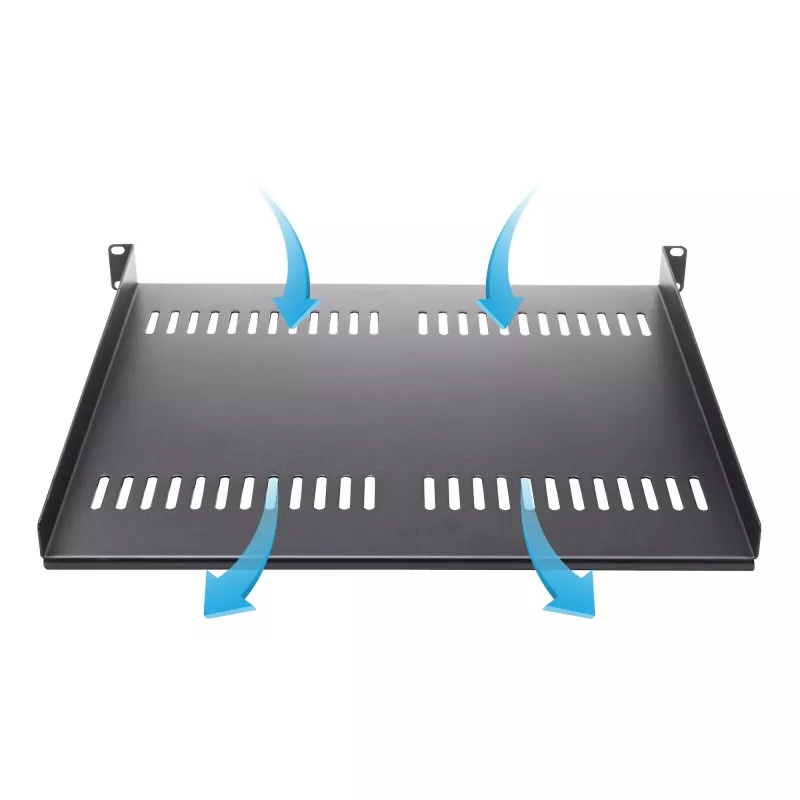 StarTech.com Prateleira de rack 1U para servidor – Bandeja cantilever ventilada universal para rack de equipamento de rede e armário de 19 polegadas – Aço de alta resistência – Capacidade de carga 44lb/20kg – Prateleira com 16 polegadas de profundidade, Preto