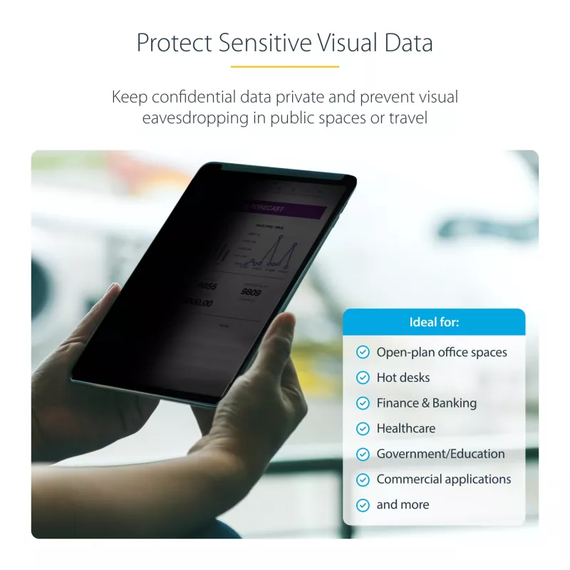 StarTech.com Película de privacidade de 4 vias para iPad Pro de 12,9 polegadas, 3.ª geração e mais recente, para orientação vertical/horizontal, compatível com toque, ângulo de visão +/- 30°, bloqueia até 51 % de luz azul, mate
