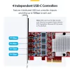 StarTech.com Placa PCIe USB Type-C de 4 portas, USB 3.2 10Gbps, placa de expansão USB-C PCI Express, 4 controladores USB independentes, Windows/Linux/macOS, conforme TAA