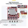 StarTech.com Placa PCIe USB Type-C de 4 portas, USB 3.2 10Gbps, placa de expansão USB-C PCI Express, 4 controladores USB independentes, Windows/Linux/macOS, conforme TAA