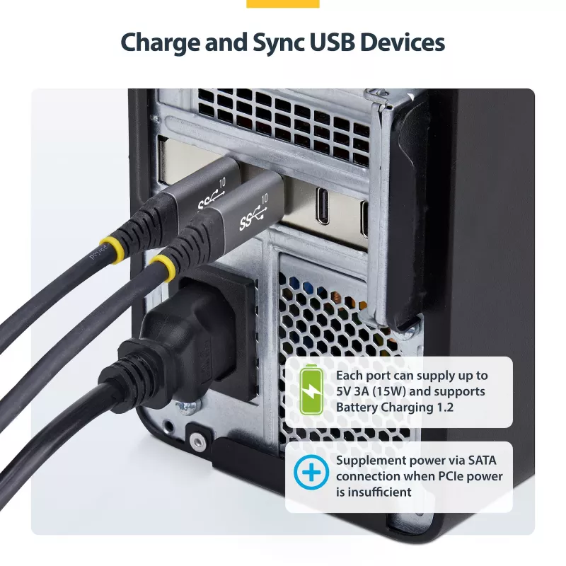 StarTech.com Placa PCIe USB Type-C de 4 portas, USB 3.2 10Gbps, placa de expansão USB-C PCI Express, 4 controladores USB independentes, Windows/Linux/macOS, conforme TAA