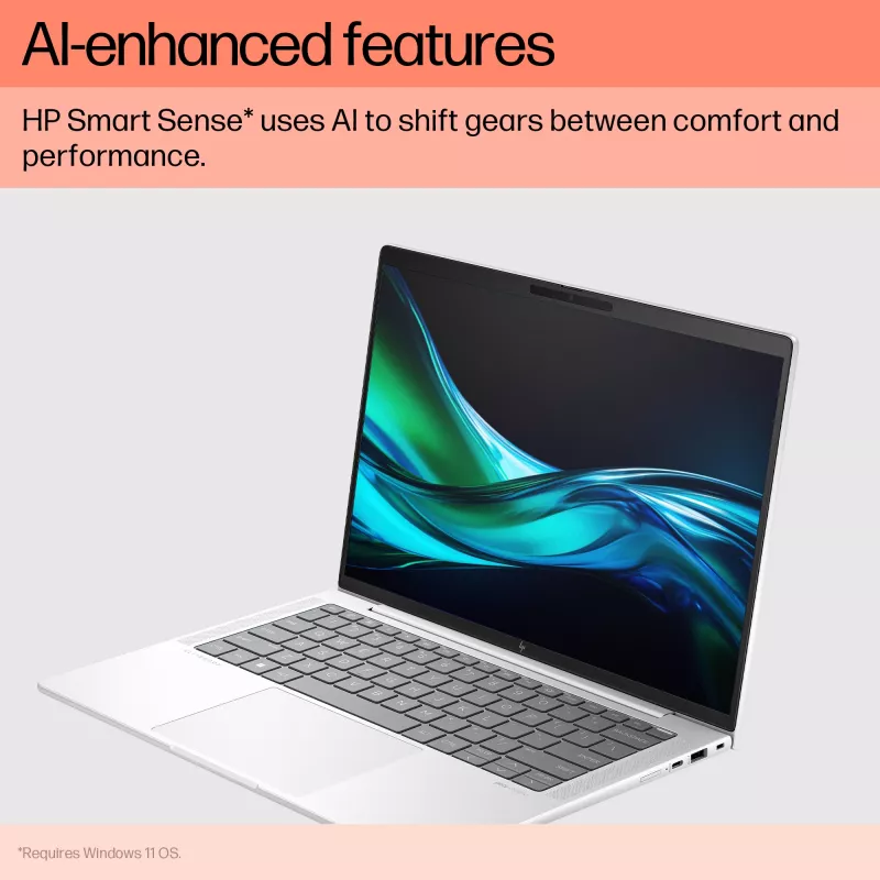 HP EliteBook G11 Intel Core Ultra 5 125H Portátil 35,6 cm (14 polegadas) WUXGA 16 GB LPDDR5x-SDRAM 512 GB SSD Wi-Fi 7 (802.11be) Windows 11 Pro PC com IA prateado