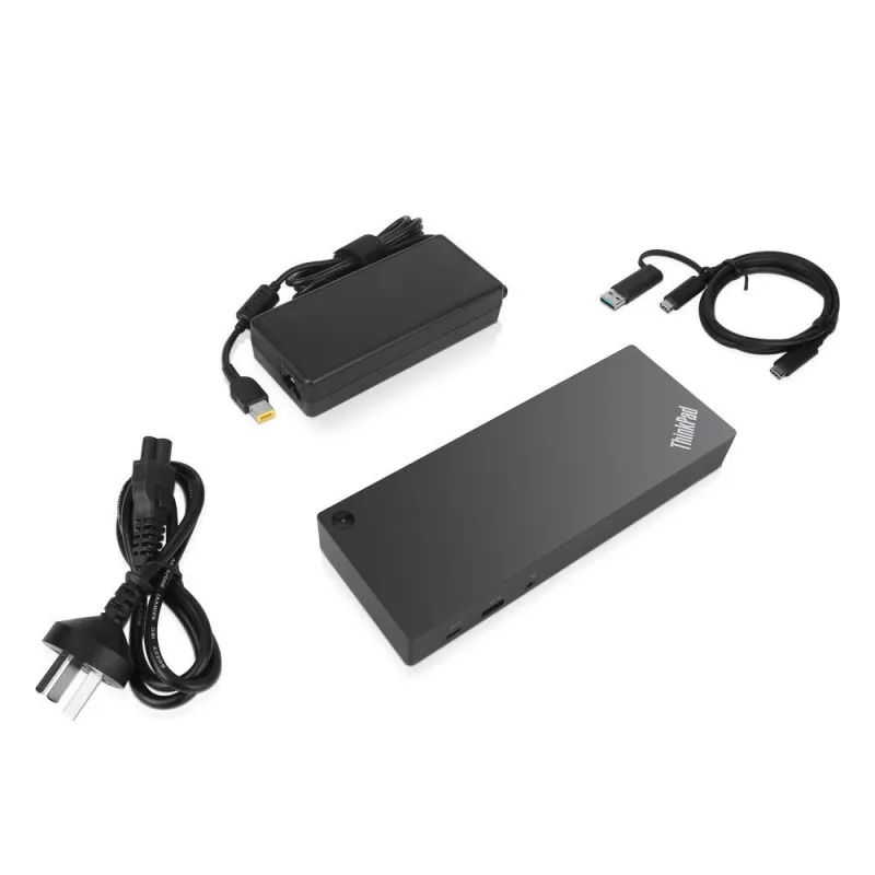 Lenovo 40AF0135UK ThinkPad Hybrid USB-C com USB-A estação de ancoragem, cabo de alimentação UK