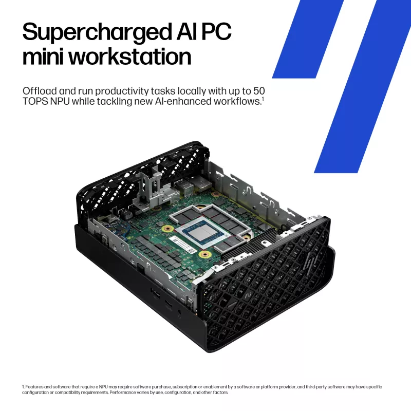 HP Z2 G1a Copilot+ PC AMD Ryzen AI Max PRO 390 32 GB LPDDR5x-SDRAM 1 TB SSD Windows 11 Pro Mini PC Workstation AI Workstation, AI PC Preto