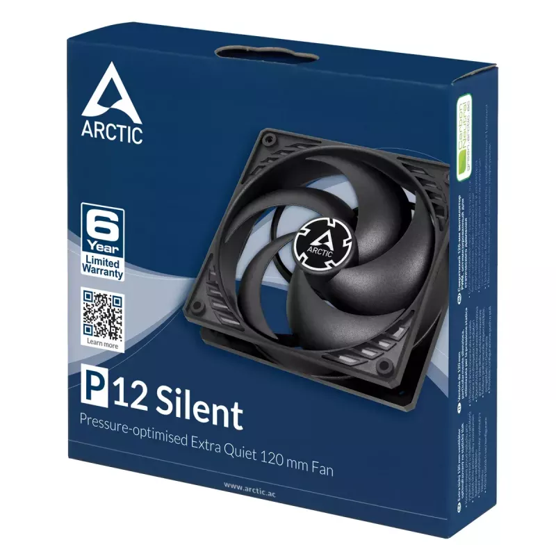 Ventoinha ARCTIC P12 Silent – otimizada para pressão, extra silenciosa de 120 mm