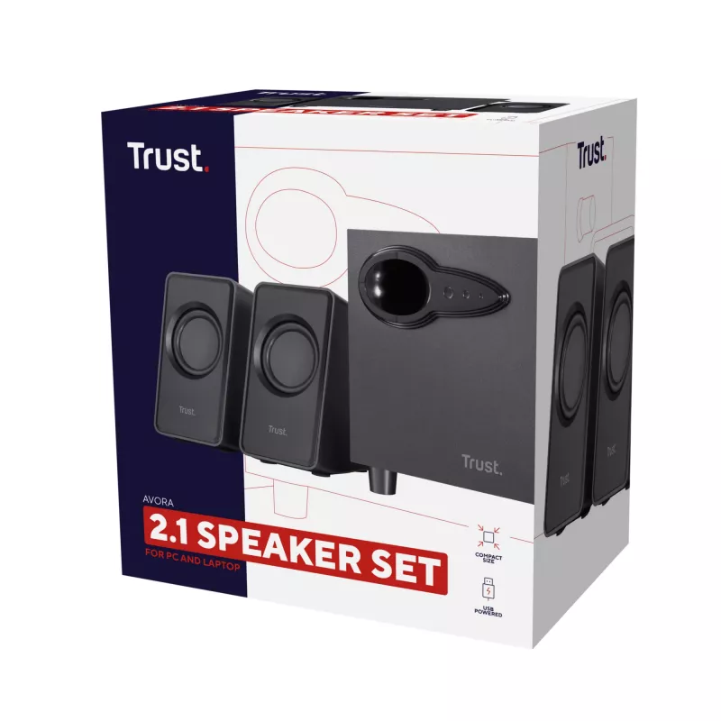 Conjunto de altifalantes Trust Avora 2.1 9 W PC preto 2.1 canais 2 vias