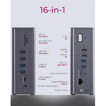 ICY BOX IB-DK2262AC com fios USB 3.2 Gen 1 (3.1 Gen 1) Type-C antracite
