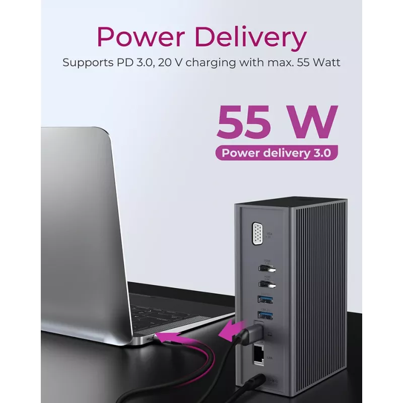 ICY BOX IB-DK2262AC com fios USB 3.2 Gen 1 (3.1 Gen 1) Type-C antracite