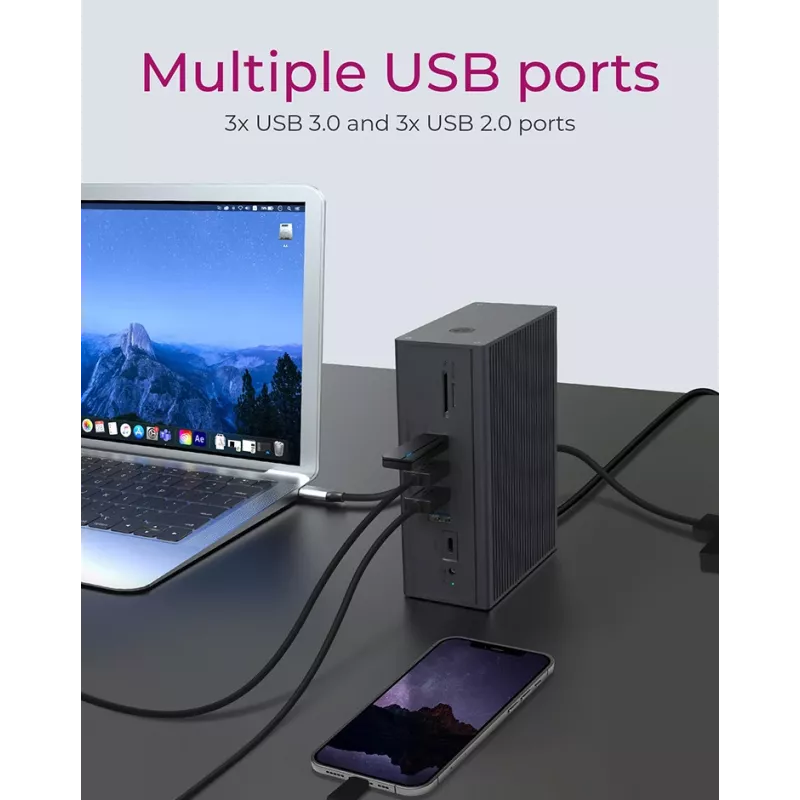 ICY BOX IB-DK2262AC com fios USB 3.2 Gen 1 (3.1 Gen 1) Type-C antracite