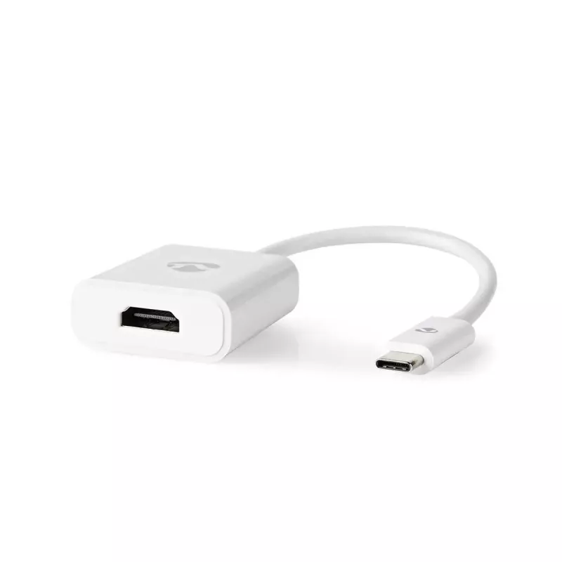 Nedis CCGB64651WT02 adaptador USB-C para HDMI USB 3.2 Gen1, 0,20 m, niquelado, PVC, branco