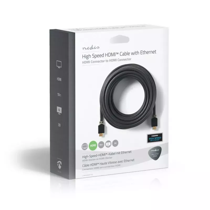 Cabo HDMI Nedis CVBW34000AT100 10 m Type-A macho para macho banhado a ouro
