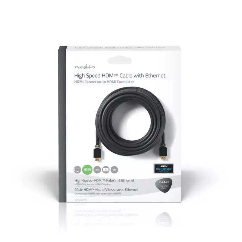 Cabo HDMI Nedis CVBW34000AT100 10 m Type-A macho para macho banhado a ouro