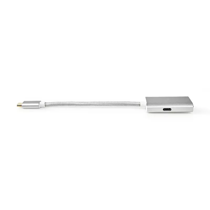 Adaptador de cabo de vídeo Nedis CCTB64480AL02 0,2 m USB Type-C DisplayPort prateado