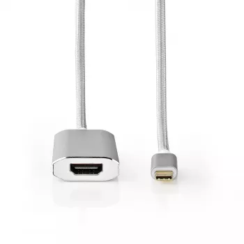 Adaptador de cabo de vídeo Nedis CCTB64680AL20 2 m HDMI Type-A USB Type-C prateado